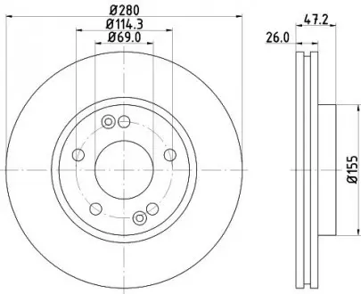 Диск гальмівний з покриттям PRO; передн. HELLA 8DD 355 118-151