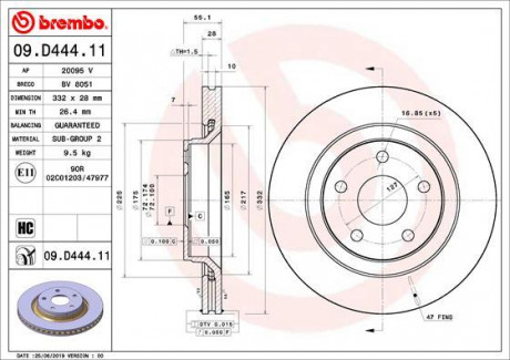 Гальмівний диск BREMBO 09.D444.11