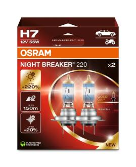 ЛАМПА H7 PX26d 12V 55W NIGHT BREAKER +220% DUO BOX OSRAM 64210NB220-2HB
