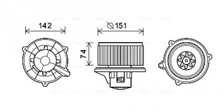 Вентилятор отопителя салона Kia Rio (00-05) 1.3i 1.5i AVA AVA COOLING KA8224