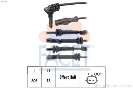 Датчик ABS TRAFIC III (14-) (21.0219) FACET 210219