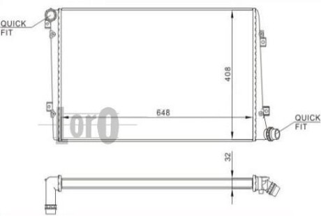 Радіатор охолодження двигуна Caddy III 1.9TDI (648x399x32) DEPO 003-017-0032