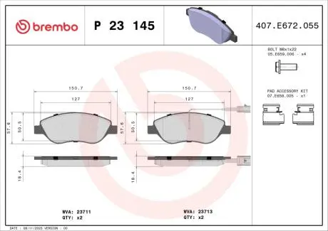 Гальмівні колодки дискові BREMBO P 23 145