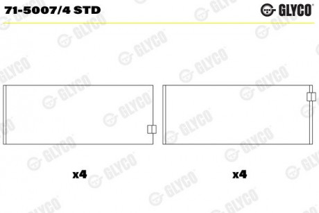 Вкладыш подшипника Glyco 71-5007/4 STD