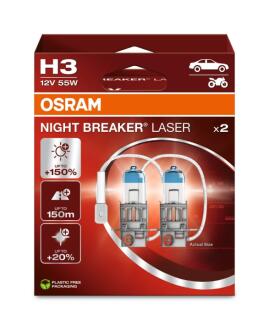 Лампа фарна H3 12V 55W PК22s NIGHT BREAKER LASER next generation (+150) компл. OSRAM 64151NL-2HB