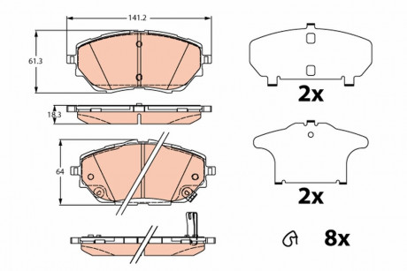 Гальмівні колодки дискові TOYOTA C-HR "F "16>> TRW GDB2290