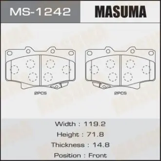 Колодки тормозные передн AN-336WK, NP1043, P83025 Masuma MS1242