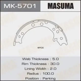 Гальмівні колодки гальма стоянки Masuma MK5701