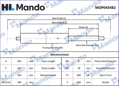 Амортизатор багажника MANDO MOP045482 (фото 1)
