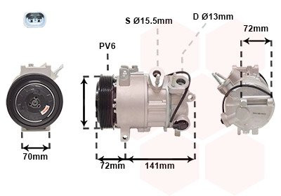 Компресор кондиціонера DODGE CALIBER / JEEP COMPASS 06+ Van Wezel 2101K001 (фото 1)