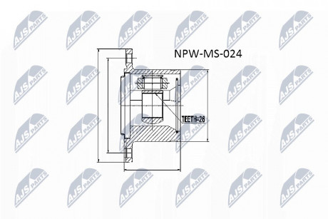 ШРУС внутренний правый Mitsubishi Pajero V14W-V55W 91-04, Pajero Sport K94W/K99W 96-06 Nty NPWMS024