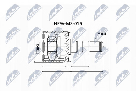 Шрус MITSUBISHI PAJERO V14W-V55W, PAJERO SPORT K94W/K99W 96-06, SPACE GEAR /ЛЕВ/ Nty NPWMS016