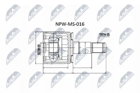 Шрус MITSUBISHI PAJERO V14W-V55W, PAJERO SPORT K94W/K99W 96-06, SPACE GEAR /ЛЕВ/ Nty NPWMS016