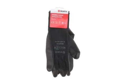 Рукавиці захисні Black PU, поліестер, покриття поліуретан, пара, р.10, RED LINE {арт. } Wurth 0899402410 (фото 1)