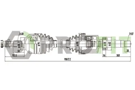Фото 1 - піввісь PROFIT 2730-3128 Піввісь PROFIT 2730-3128 (фото 1)
