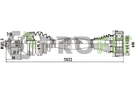 Фото 1 - піввісь PROFIT 2730-1305 Піввісь PROFIT 2730-1305 (фото 1)