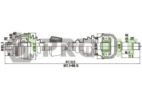 Фото 1 - піввісь PROFIT 2730-0360 Піввісь PROFIT 2730-0360 (фото 1)