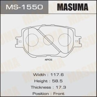 Колодки тормозные передн AN-636K, NP1021, P83054 Masuma MS1550