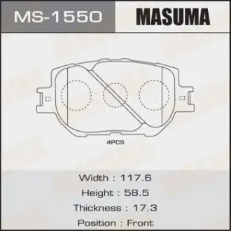 Колодки тормозные передн AN-636K, NP1021, P83054 Masuma MS1550