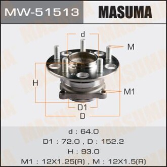 Ступица колеса задняя ACCORD 09- (with ABS) Masuma MW51513