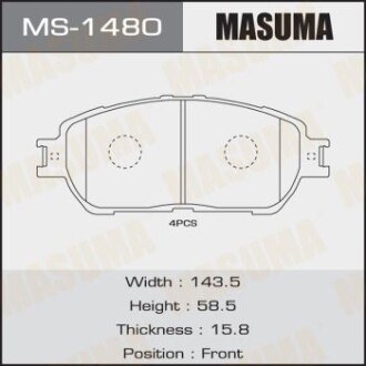 Колодки тормозные передн AN-670K, NP1024, P83105 Masuma MS1480