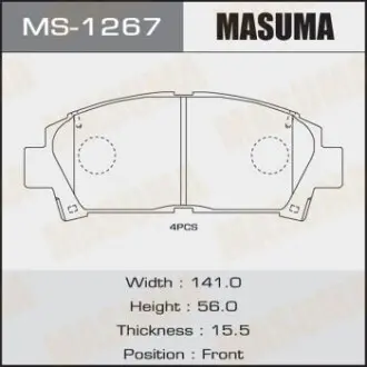 Колодки тормозные передн AN-374K, NP1077, P83028, аналог MS-1362 Masuma MS1267