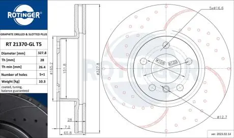 Тормозной диск ROTINGER RT21370GLT5