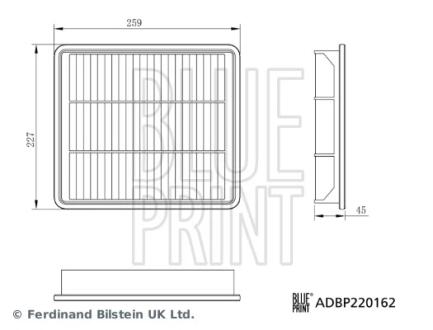 Фільтр повітряний BLUE PRINT ADBP220162