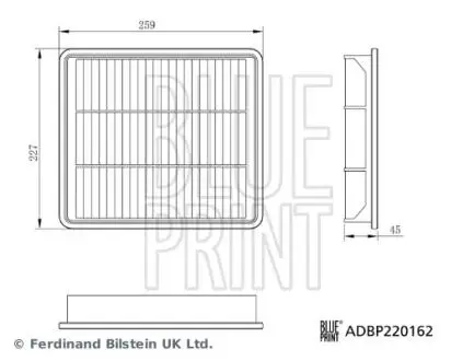 Фільтр повітряний BLUE PRINT ADBP220162