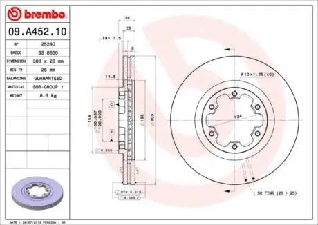 Гальмівний диск BREMBO 09.A452.10