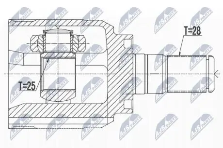 Шарнир равных угловых скоростей-, hyundai ix35 2.0crdi 10-06.2015, kia sportage 2.0crdi 10-06.2015 /przedni,prawy/ Nty NPWHY536