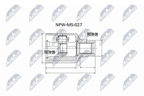 Внутренний шрус mitsubishi outlander 4wd cu2 0206 л mn156833 Nty NPWMS027