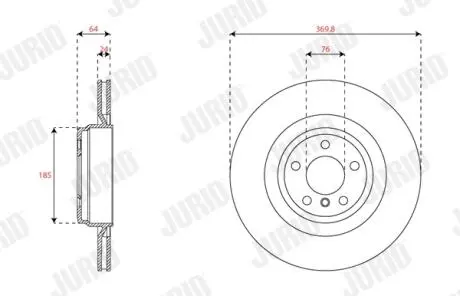 Гальмівний диск зад. BMW 5: F01/F02/F03/F04/F07 08-17 (370*69,2) Jurid 563515JC-1