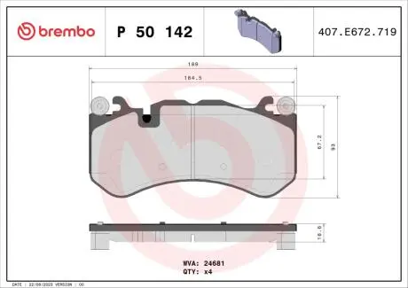Колодки гальмівні BREMBO P 50 142