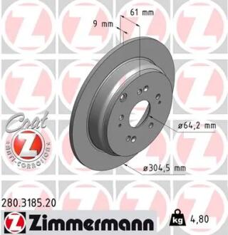 Диск тормозной ZIMMERMANN 280.3185.20