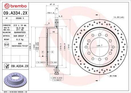 ГАЛЬМІВНИЙ ДИСК BREMBO 09.A334.2X