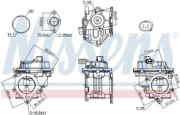 Клапан EGR AUDI A3/AMAROK/CRAFTER 2.0 TDI 06- NISSENS 98521 (фото 1)