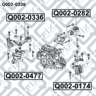 Подушка двигуна передня акпп Q-FIX Q0020336