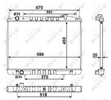Радіатор охолодження Nissan Navara 2.5D 01- NRF 58418 (фото 1)