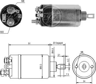 Втягувальне реле стартера Aftermarket ZM524