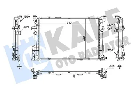 Радиатор охлаждения двигателя (паяный) MB A-Class (13-), B-Class (12-)/Infiniti KALE OTO RADYATOR 362885