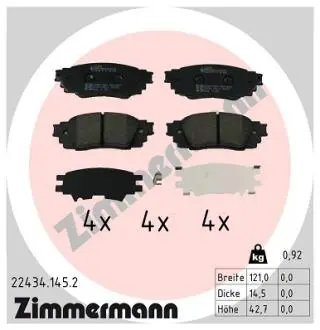 Колодки гальмівні (задні) Toyota C-HR 16--/Rav4 18-/Lexus RX 15- (Akebono) ZIMMERMANN 22434.145.2