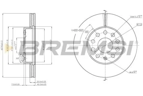 Гальмівний диск перед. VW Golf VII 12- (276x24) BREMSI CD8400V