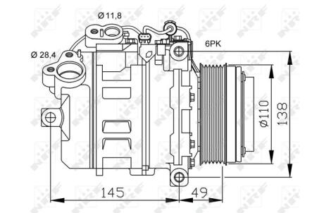 Компресор кондиціонера BMW 3 (E90)/5 (E60)/X1 (E84) 05-12 N47/N57 NRF 32533 (фото 1)