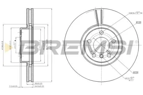 Гальмівний диск перед. BMW X5 (E70/F15/F85) / X6 (E71-72/F16/F86) 07- (348x30) BREMSI CD7713V