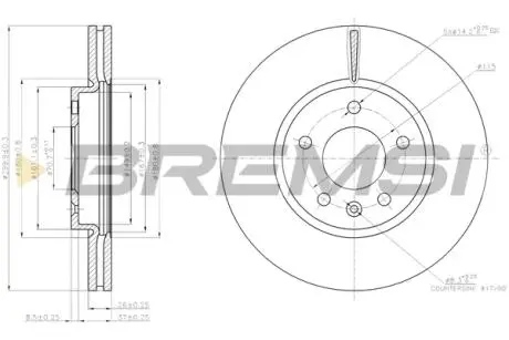 Гальмівний диск пер. Zafira/Ampera/Zafira/Astra/Orlando/Cruze/Volt 09- BREMSI CD7870V