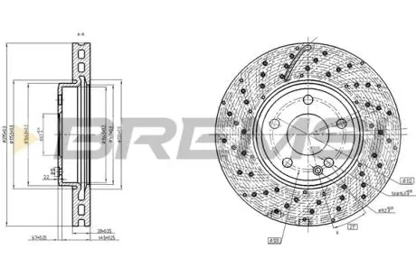 Гальмівний диск перед. MB A-class (W176)/B-class (W246) 1.5-2.2 13-19 BREMSI CD8464V