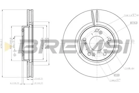 Гальмівний диск перед. ACCORD VIII/INSIGNIA A 2.0-2.4 08- (296x25mm) BREMSI CD7775V