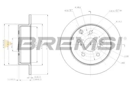 Гальмівний диск зад. AVENSIS 2.2 D-4D/D-CAT 05-08 (280x10mm) BREMSI CD7704S