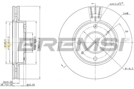 Гальмівний диск перед. Cerato/Elantra/Lantra/Matrix (00-21) BREMSI CD7270V